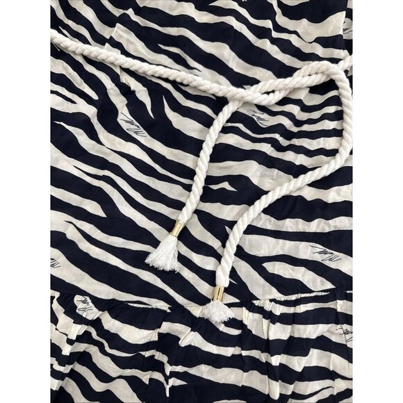Michael Kors Zebra Print Belted Cover-Up Dress Navy White Size Large NWT - Picture 4 of 11